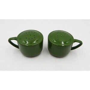 Coffee Cup Cappuccino Shaped Handled Ceramic Green Salt And Pepper Shakers MCM
